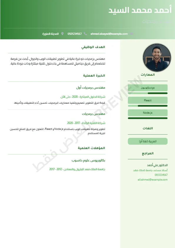 معاينة النموذج الاحترافي 3